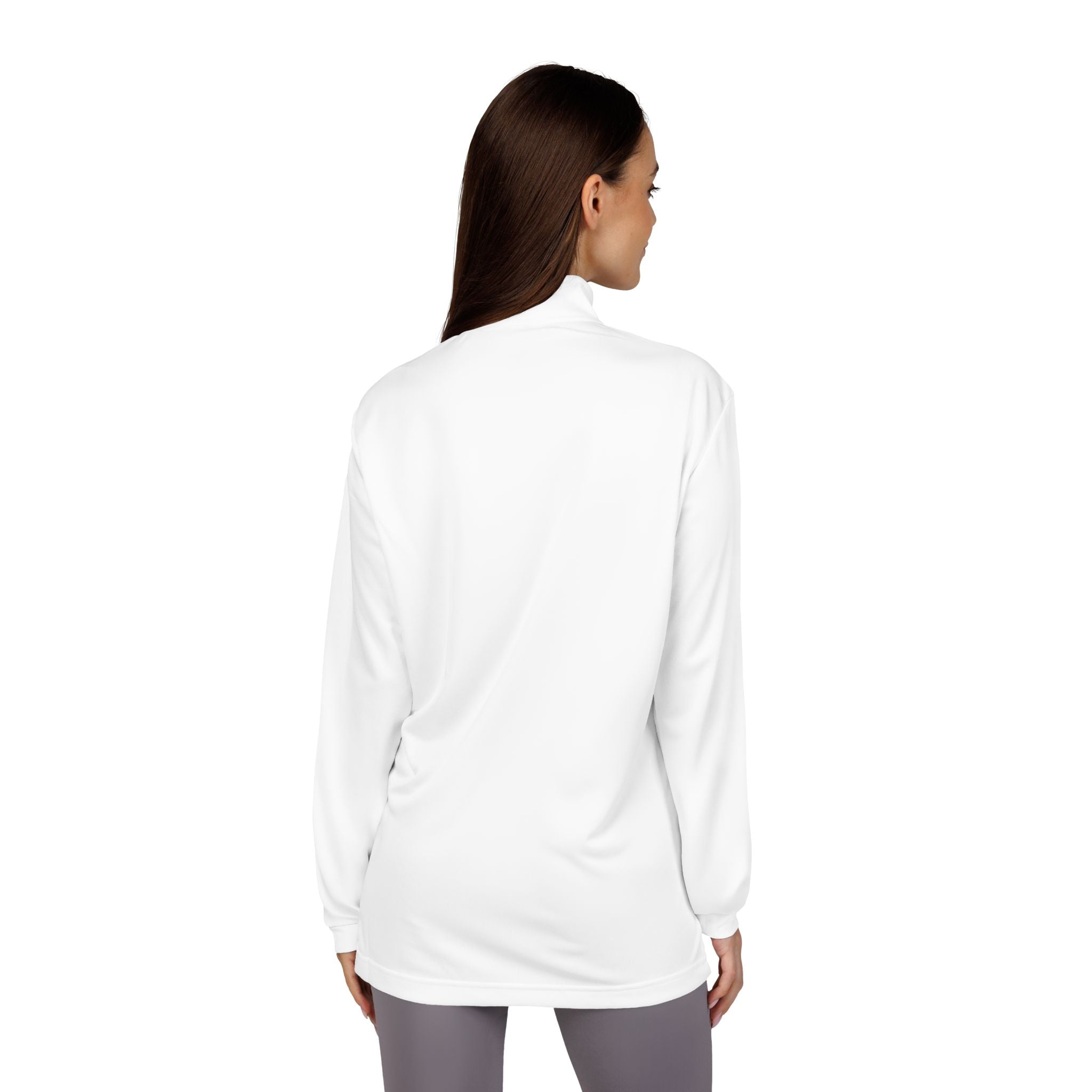 White Adidas® Performance Top ~ Embroidered Quarter-Zip Pullover