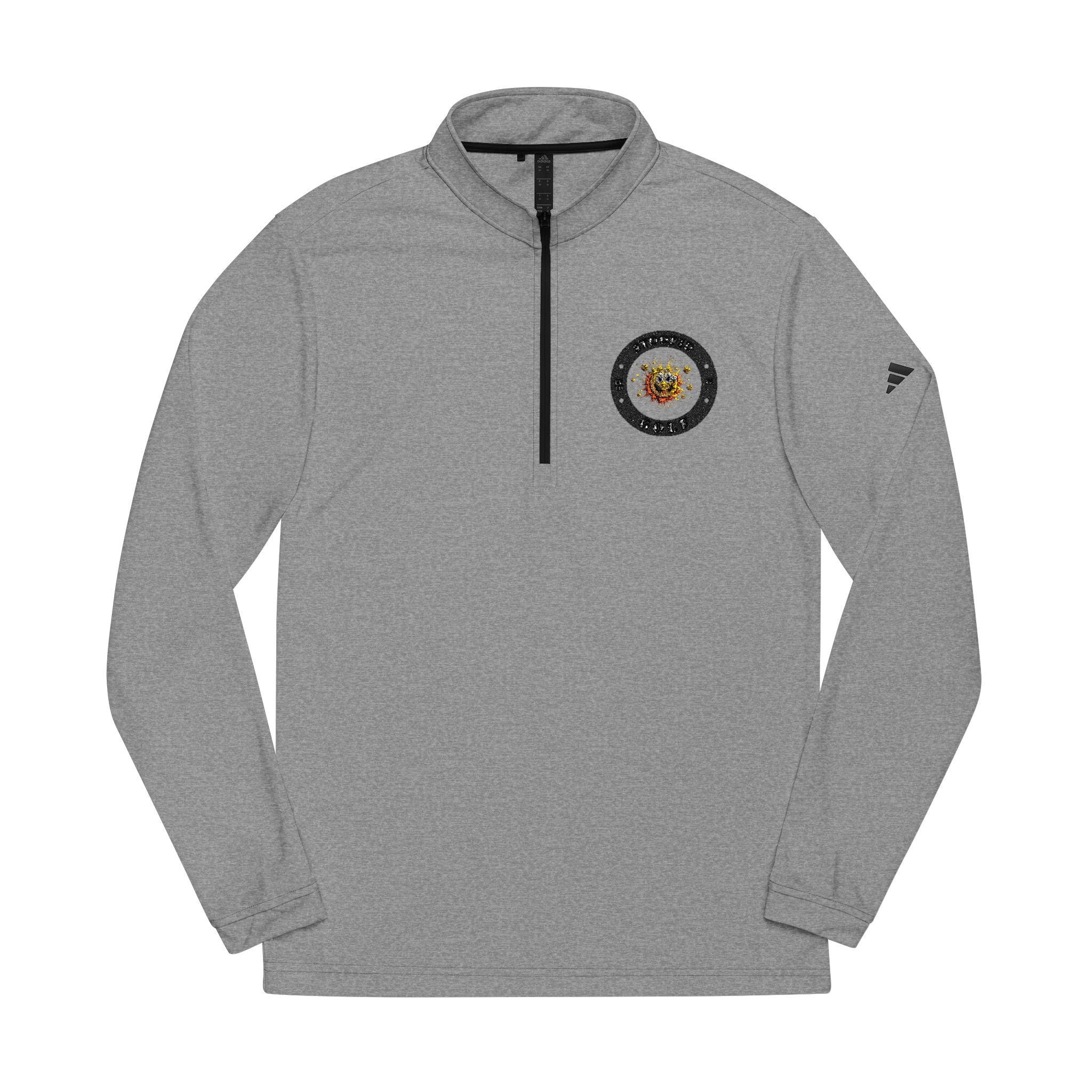 White Adidas® Performance Top ~ Embroidered Quarter-Zip Pullover