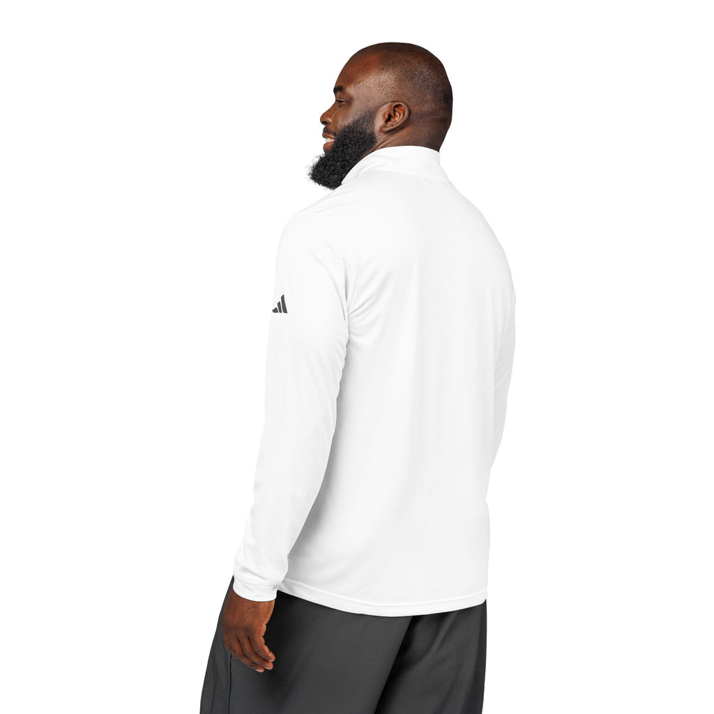White Adidas® Performance Top ~ Embroidered Quarter-Zip Pullover