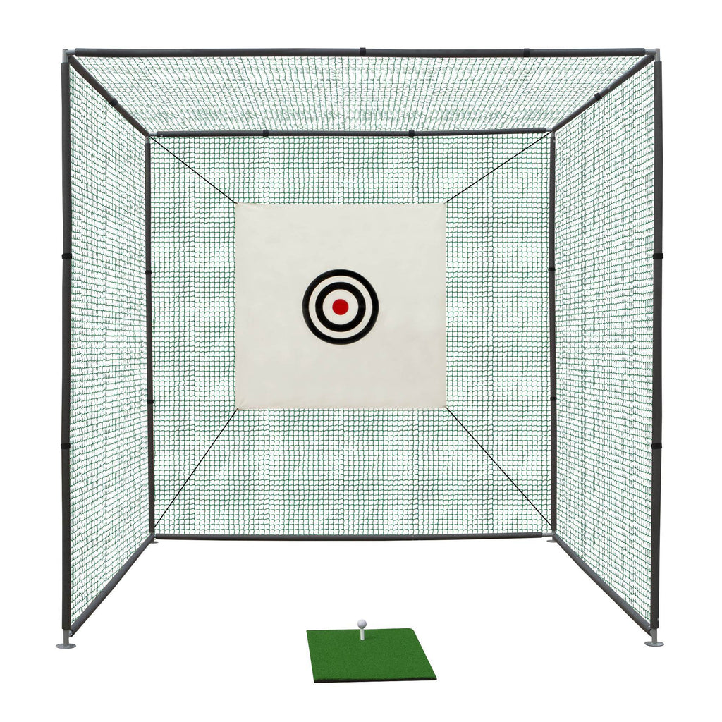 10X10X10FT Golf Practice Net Cage With Metal Frame Hitting Net Kit Indoor Outdoor