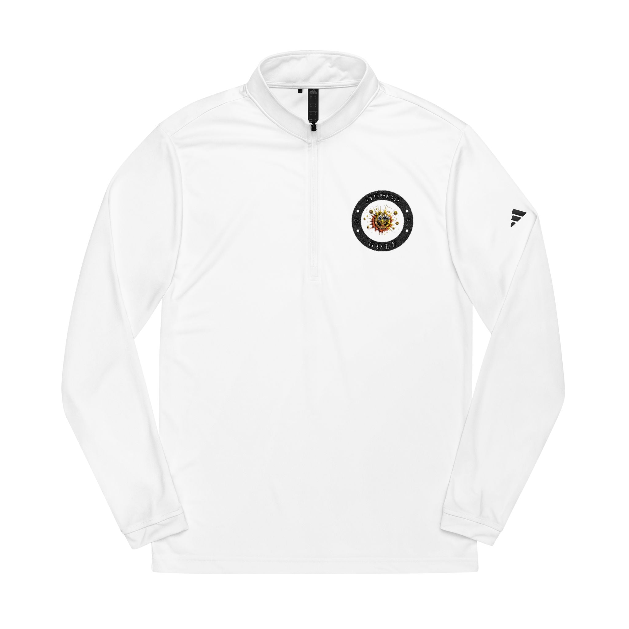 White Adidas® Performance Top ~ Embroidered Quarter-Zip Pullover