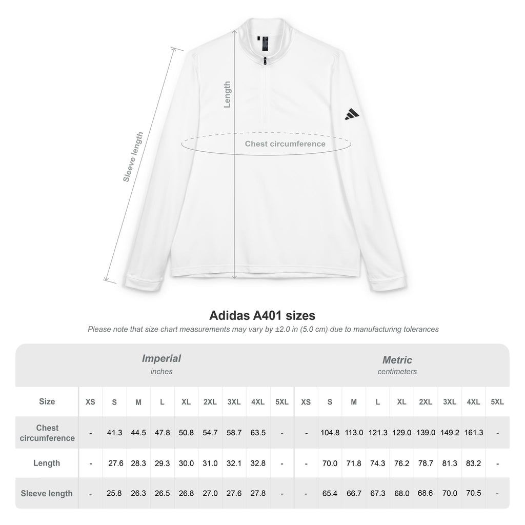 White Adidas® Performance Top ~ Embroidered Quarter-Zip Pullover