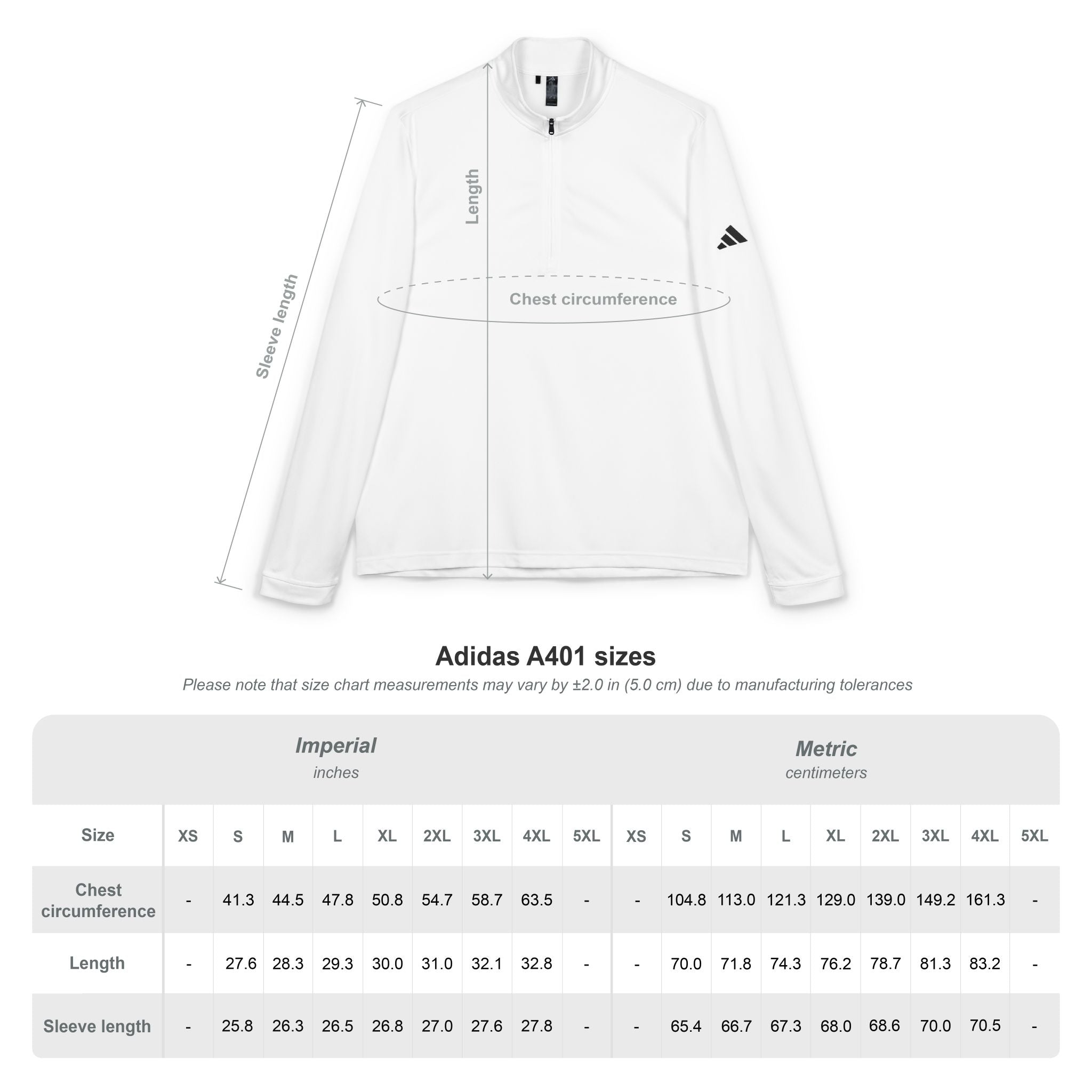 White Adidas® Performance Top ~ Embroidered Quarter-Zip Pullover